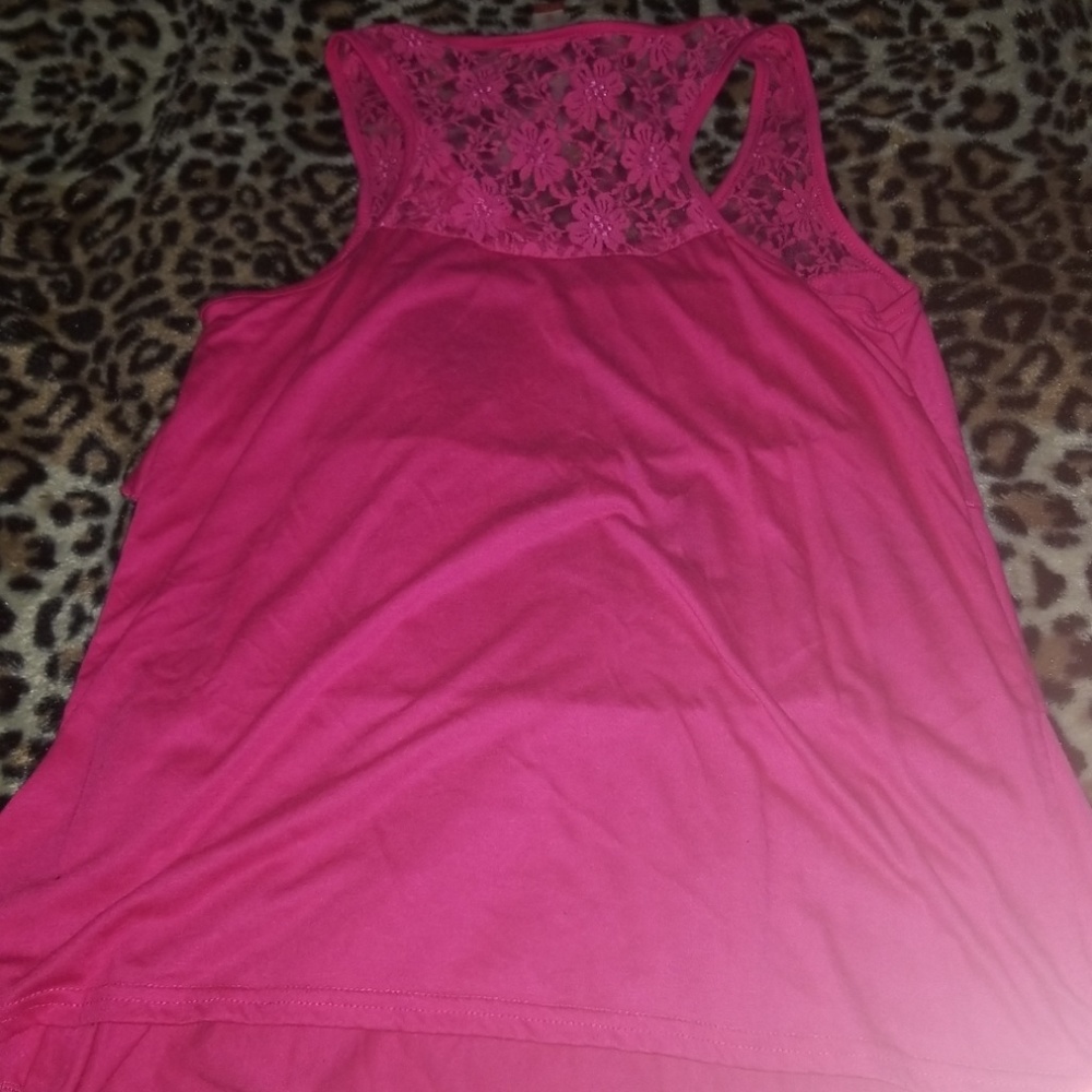 Pink Ruffle Lace Tank Size Large - Picture 2 of 2